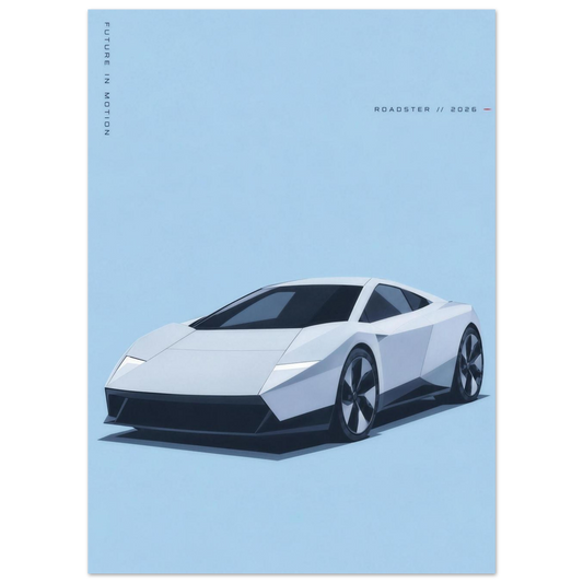 Tesla Roadster minimalist poster – view 2
