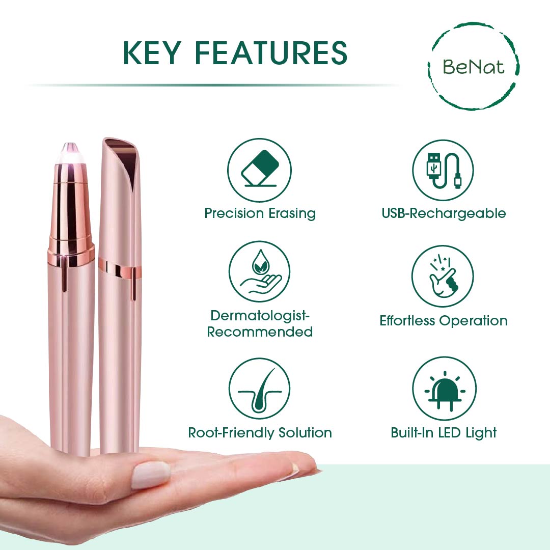 Rechargeable Facial & Eyebrow Trimmer Set - Painless Hair Remover 2-Piece Kit