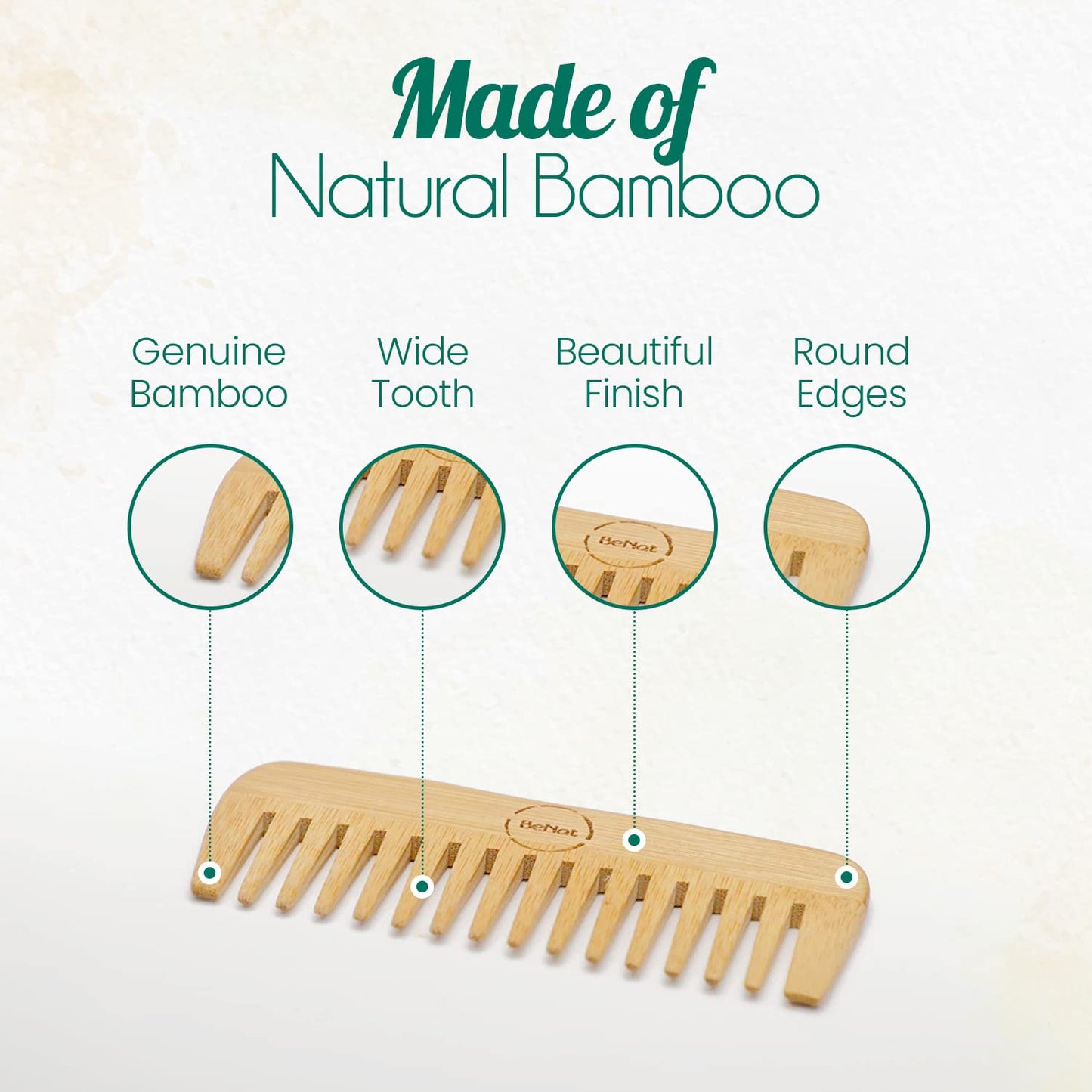 All-Natural Bamboo Hair Comb - Eco-Friendly Detangling Comb for All Hair Types