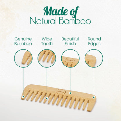 All-Natural Bamboo Hair Comb - Eco-Friendly Detangling Comb for All Hair Types
