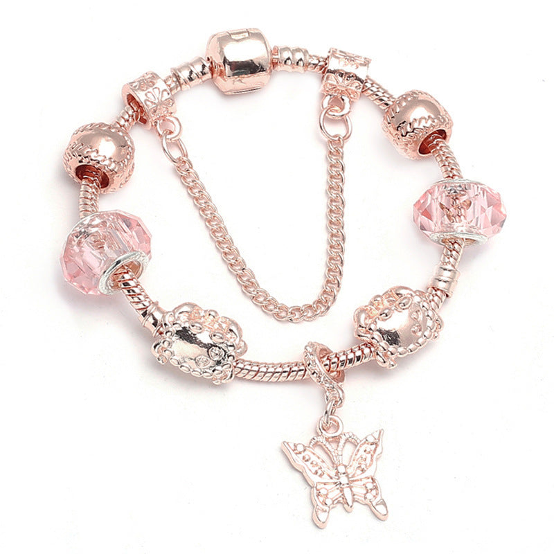 Geometric Rose Gold Bracelet - Butterfly Charm Bracelet Women's Jewelry