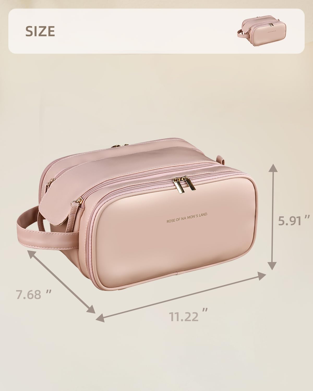 Pink travel makeup bag with wide opening – view 3