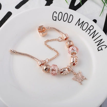 Geometric Rose Gold Bracelet - Butterfly Charm Bracelet Women's Jewelry