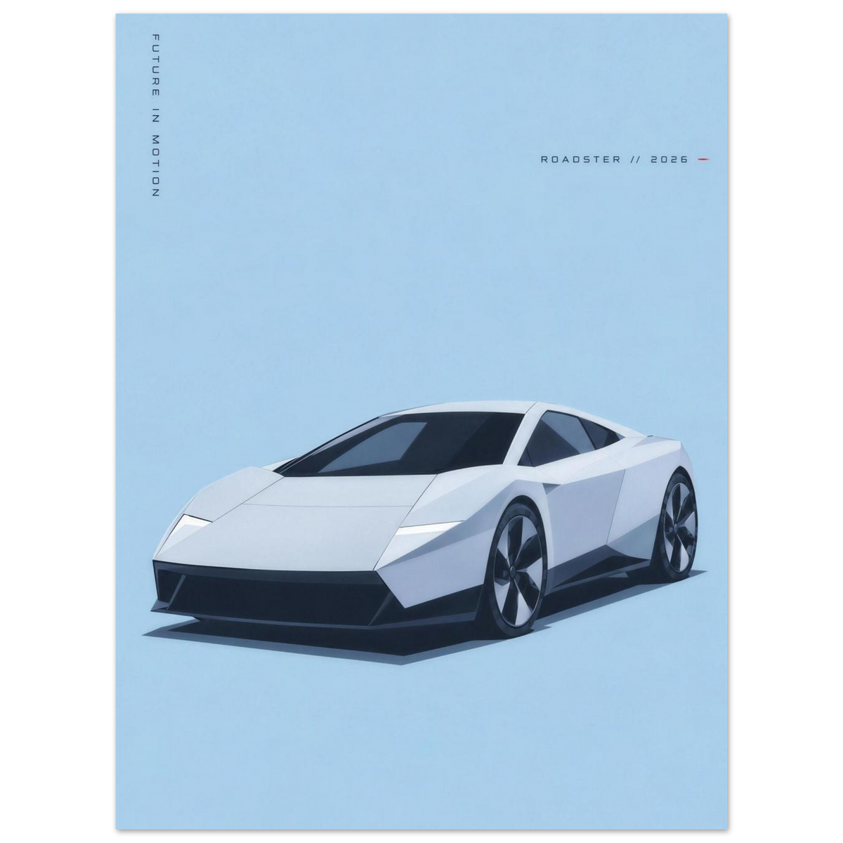 Tesla Roadster minimalist poster – view 1