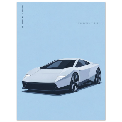 Tesla Roadster minimalist poster – view 1