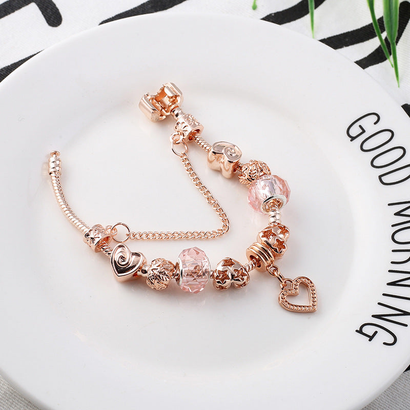 Geometric Rose Gold Bracelet - Butterfly Charm Bracelet Women's Jewelry