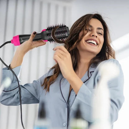 4-in-1 Hot Air Styling Brush - Hair Dryer Volumizer Straightener Curler Comb