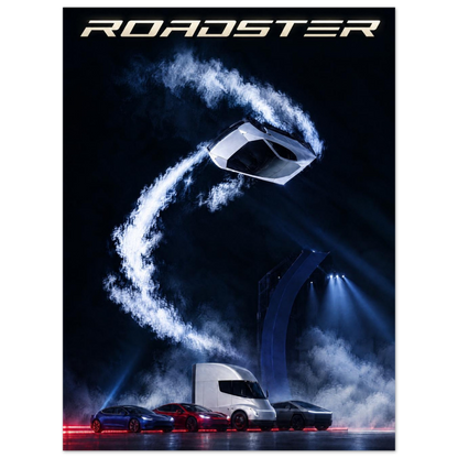Tesla Roadster kickflip poster – view 1