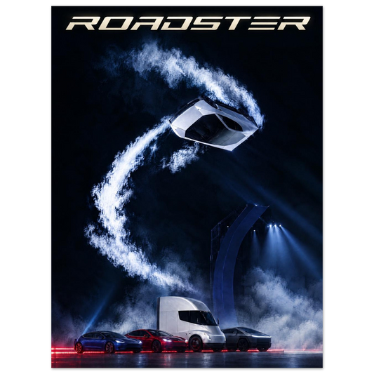 Tesla Roadster kickflip poster – view 1