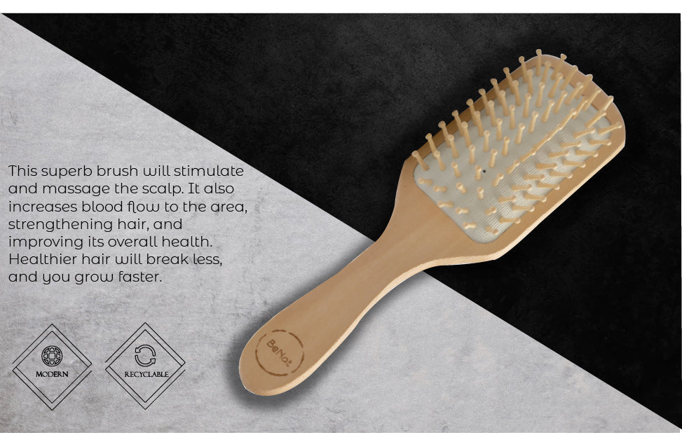 Natural Wood Detangling Brush - Bamboo Scalp Massage Hairbrush
