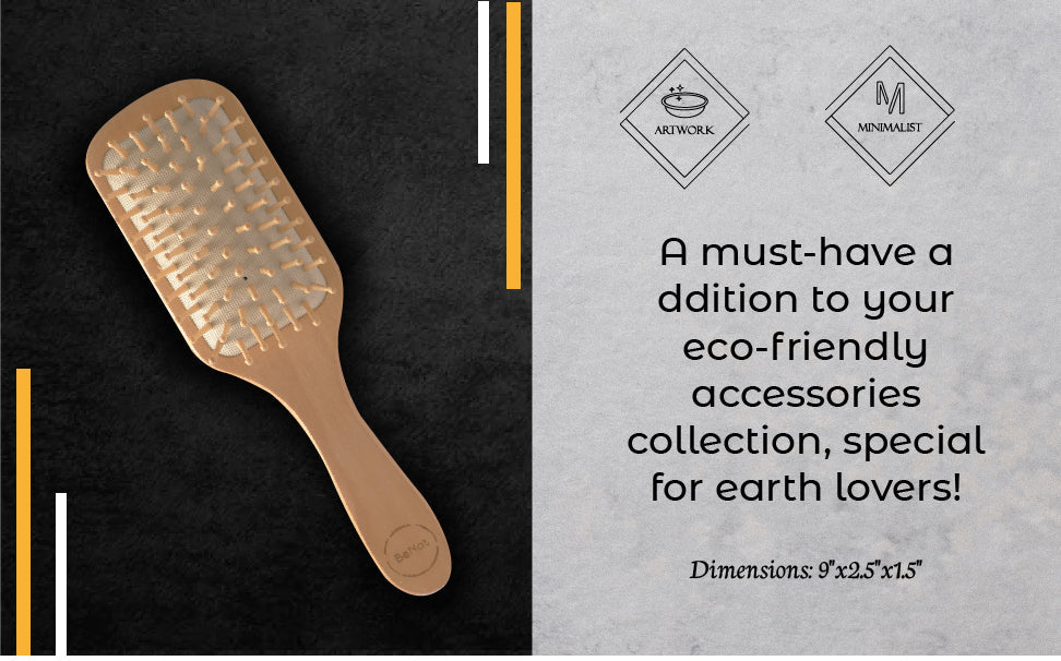 Natural Wood Detangling Brush - Bamboo Scalp Massage Hairbrush