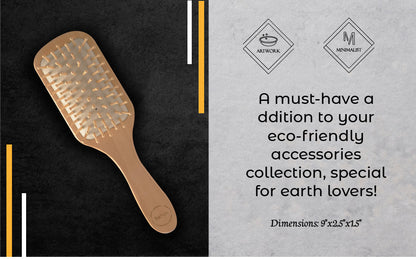 Natural Wood Detangling Brush - Bamboo Scalp Massage Hairbrush