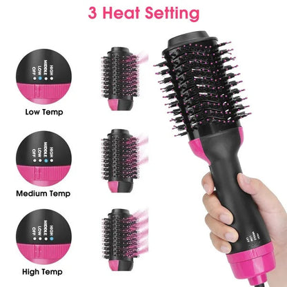 4-in-1 Hot Air Styling Brush - Hair Dryer Volumizer Straightener Curler Comb