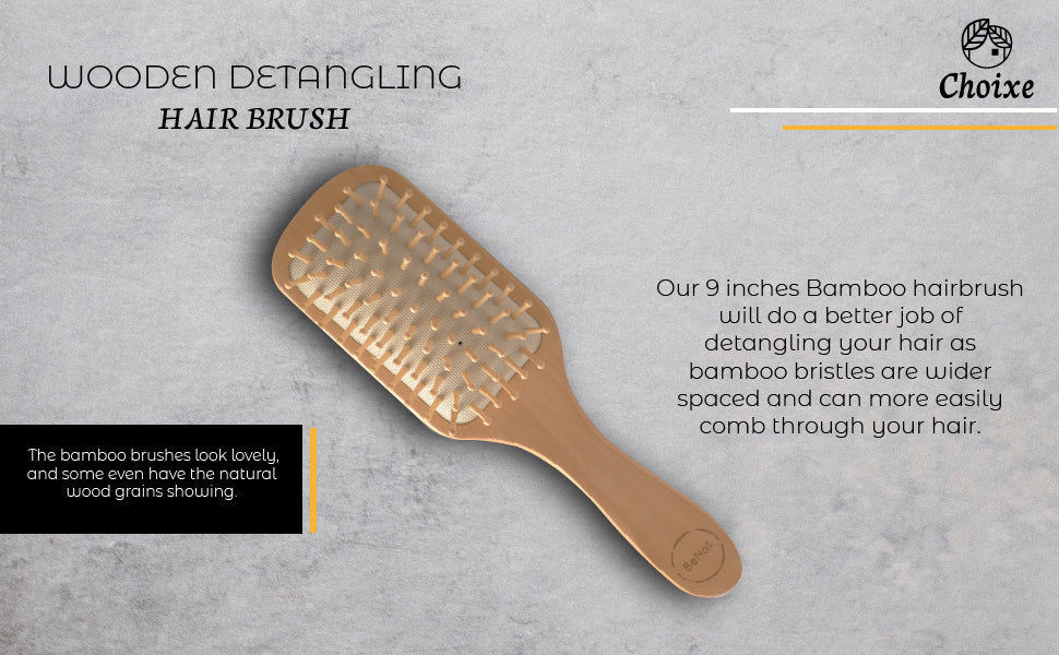 Natural Wood Detangling Brush - Bamboo Scalp Massage Hairbrush