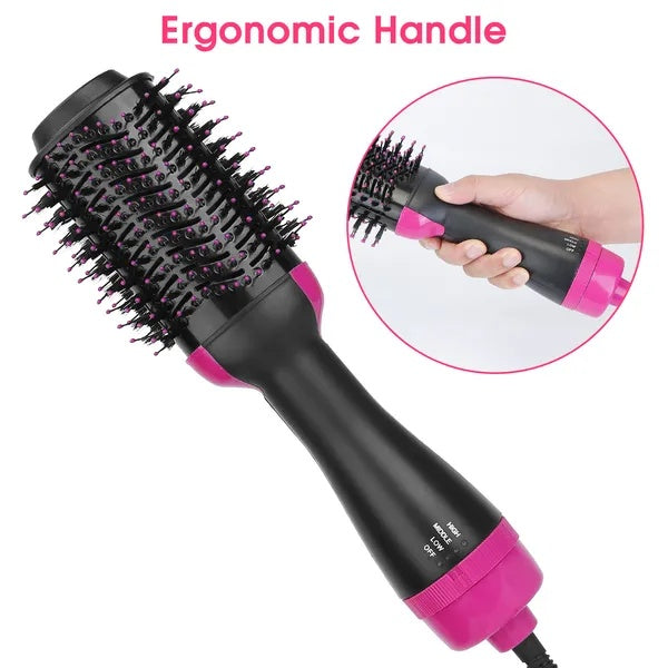 4-in-1 Hot Air Styling Brush - Hair Dryer Volumizer Straightener Curler Comb