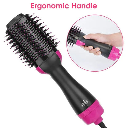 4-in-1 Hot Air Styling Brush - Hair Dryer Volumizer Straightener Curler Comb