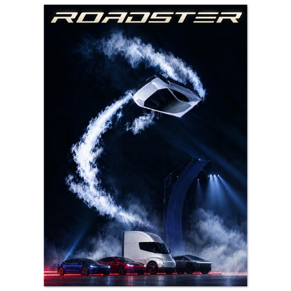 Tesla Roadster kickflip poster – view 2