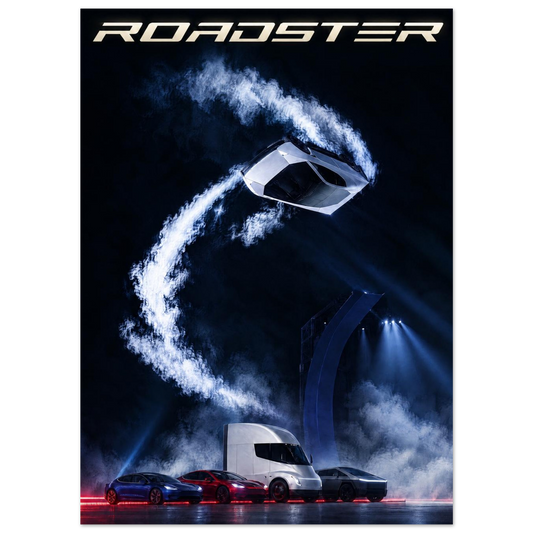 Tesla Roadster kickflip poster – view 2