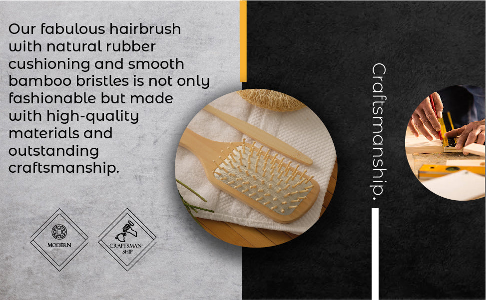 Natural Wood Detangling Brush - Bamboo Scalp Massage Hairbrush