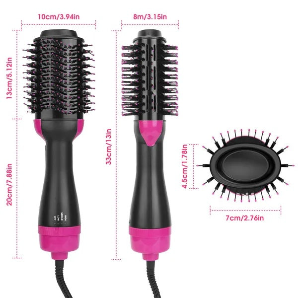 4-in-1 Hot Air Styling Brush - Hair Dryer Volumizer Straightener Curler Comb