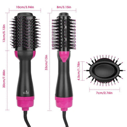 4-in-1 Hot Air Styling Brush - Hair Dryer Volumizer Straightener Curler Comb
