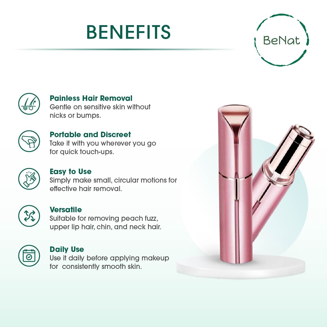 Rechargeable Facial & Eyebrow Trimmer Set - Painless Hair Remover 2-Piece Kit