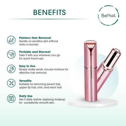 Rechargeable Facial & Eyebrow Trimmer Set - Painless Hair Remover 2-Piece Kit