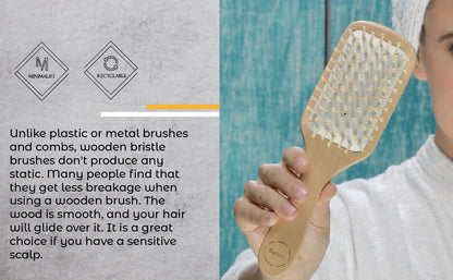 Natural Wood Detangling Brush - Bamboo Scalp Massage Hairbrush