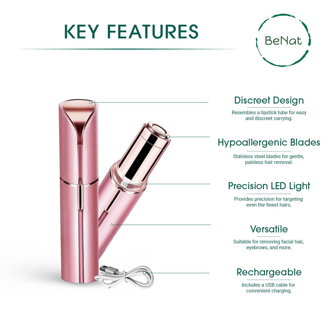 Rechargeable Facial & Eyebrow Trimmer Set - Painless Hair Remover 2-Piece Kit