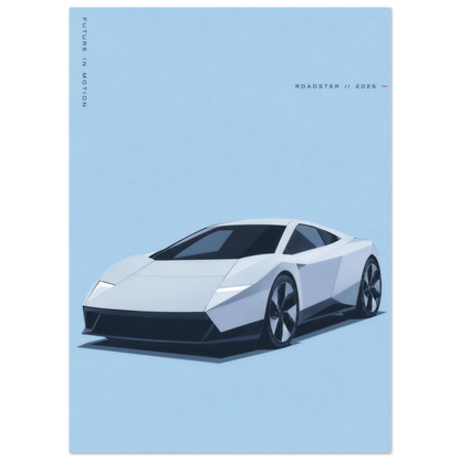 Tesla Roadster minimalist poster – view 2