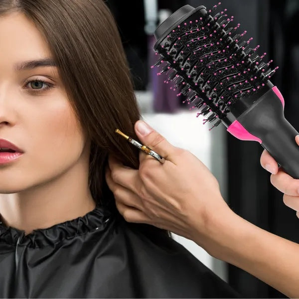 4-in-1 Hot Air Styling Brush - Hair Dryer Volumizer Straightener Curler Comb