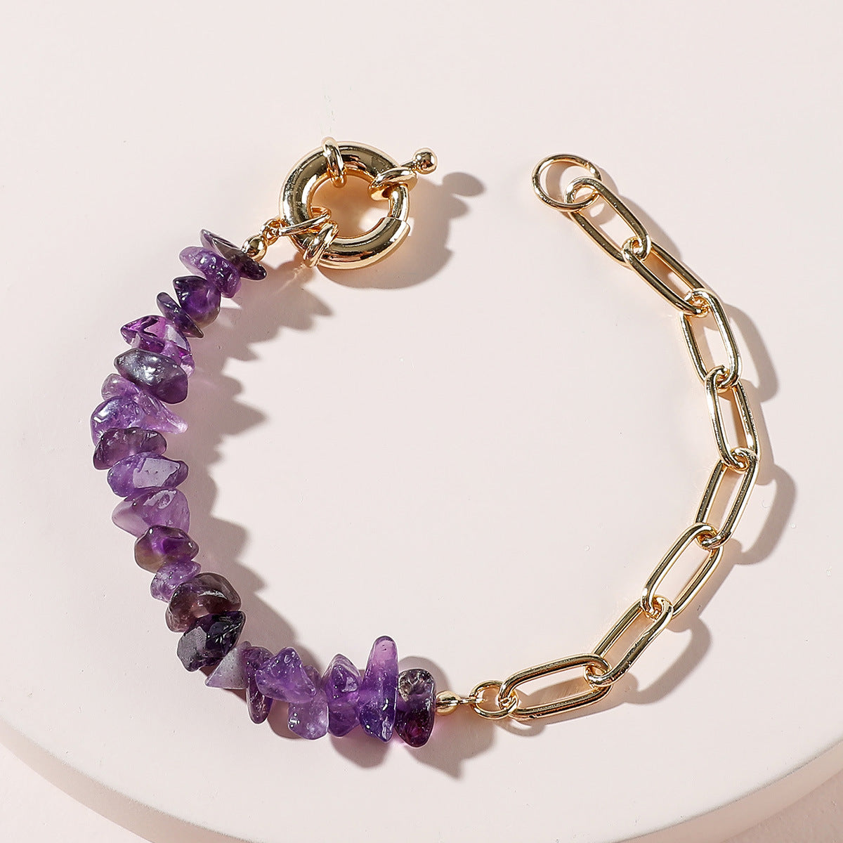 Purple Chain Bracelet - Geometric Stainless Steel Adjustable Bracelet