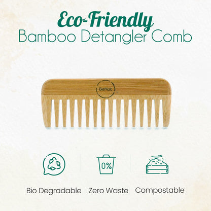 All-Natural Bamboo Hair Comb - Eco-Friendly Detangling Comb for All Hair Types