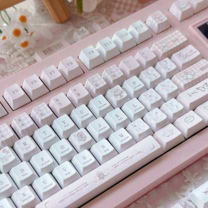 Pink and white love-themed PBT keycap set – view 4