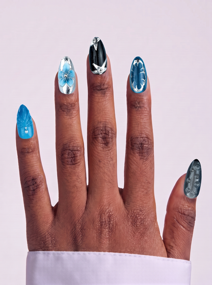 Pink Gilded Almond False Nails – Reusable Press-On Set