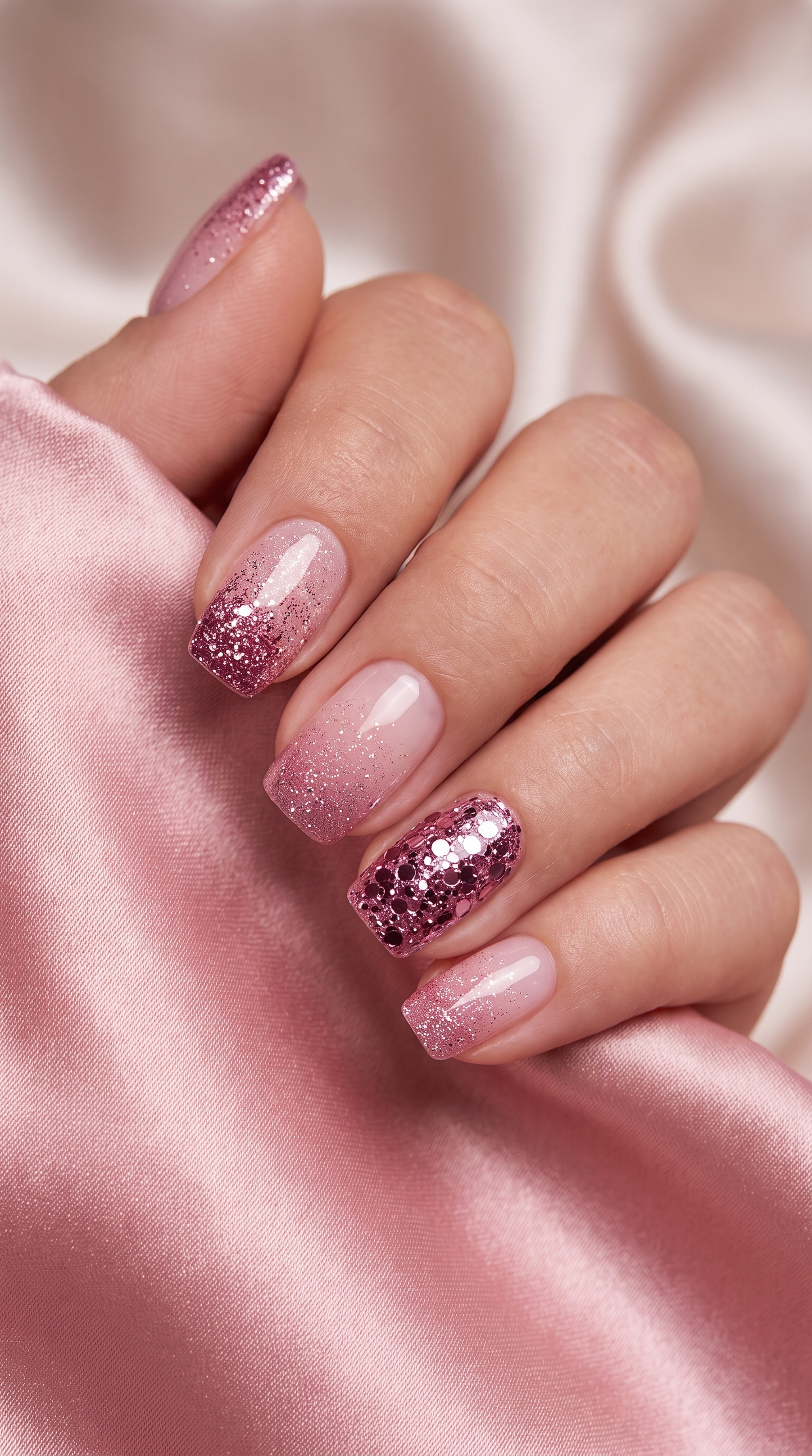 Purple Ombre Glossy Press On Nails ✨ Short Square Bling Glitter Acrylics (24pc)