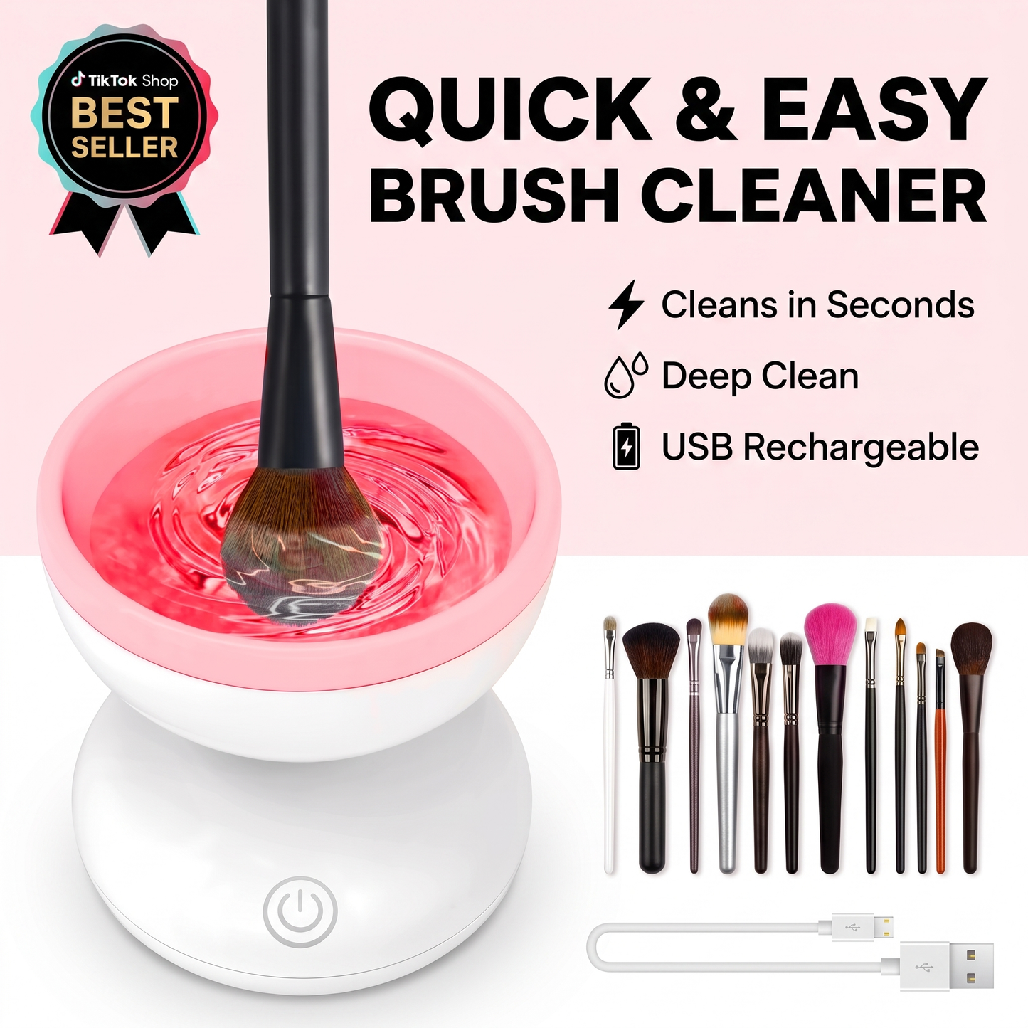 USB Makeup Brush Cleaner - Portable Electric Cosmetic Brush Cleaning Tool