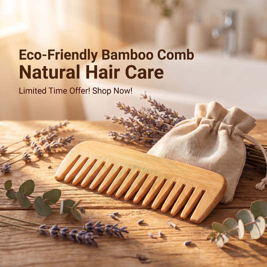 All-Natural Bamboo Hair Comb - Eco-Friendly Detangling Comb for All Hair Types