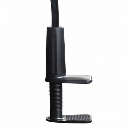 Close-up of the phone stand screw-adjusted desk clamp and protective pad